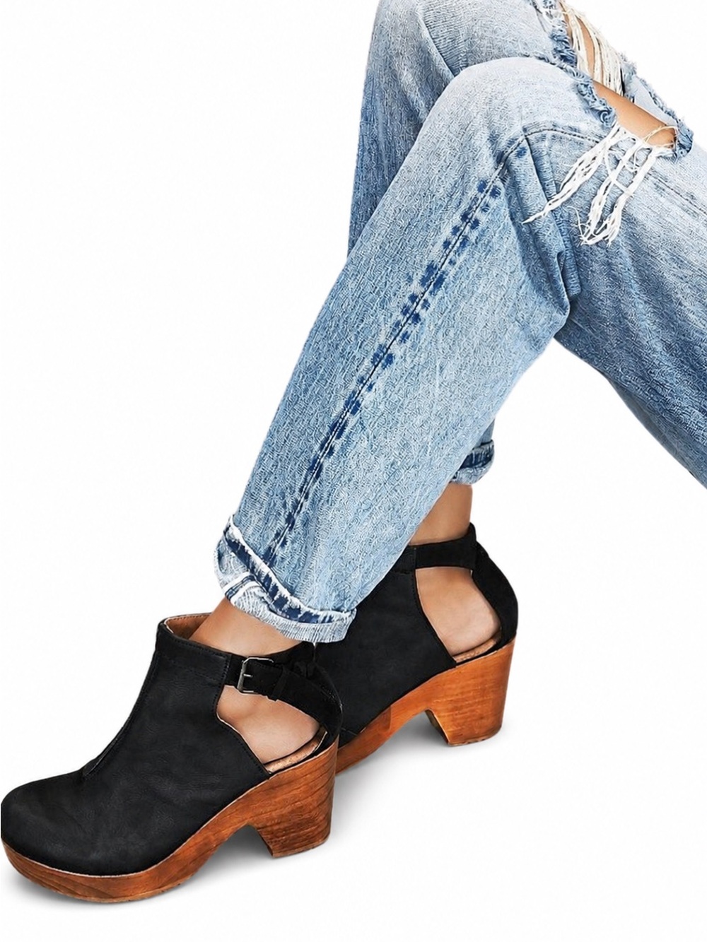 Free People Amber Orchard Clog Boots Black Leather EU 38 US 8 Made in Spain - Picture 4 of 16
